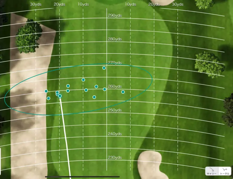 本間ゴルフ TW777 360Ti ミニドライバーの分散データ