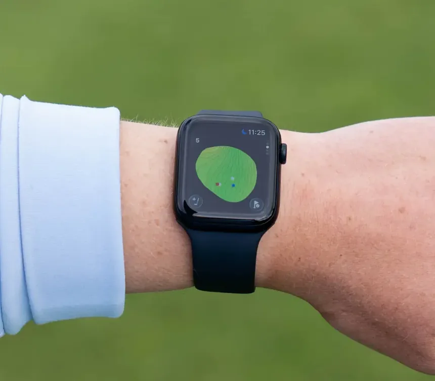 グリーンの傾斜マップを表示したApple Watch
